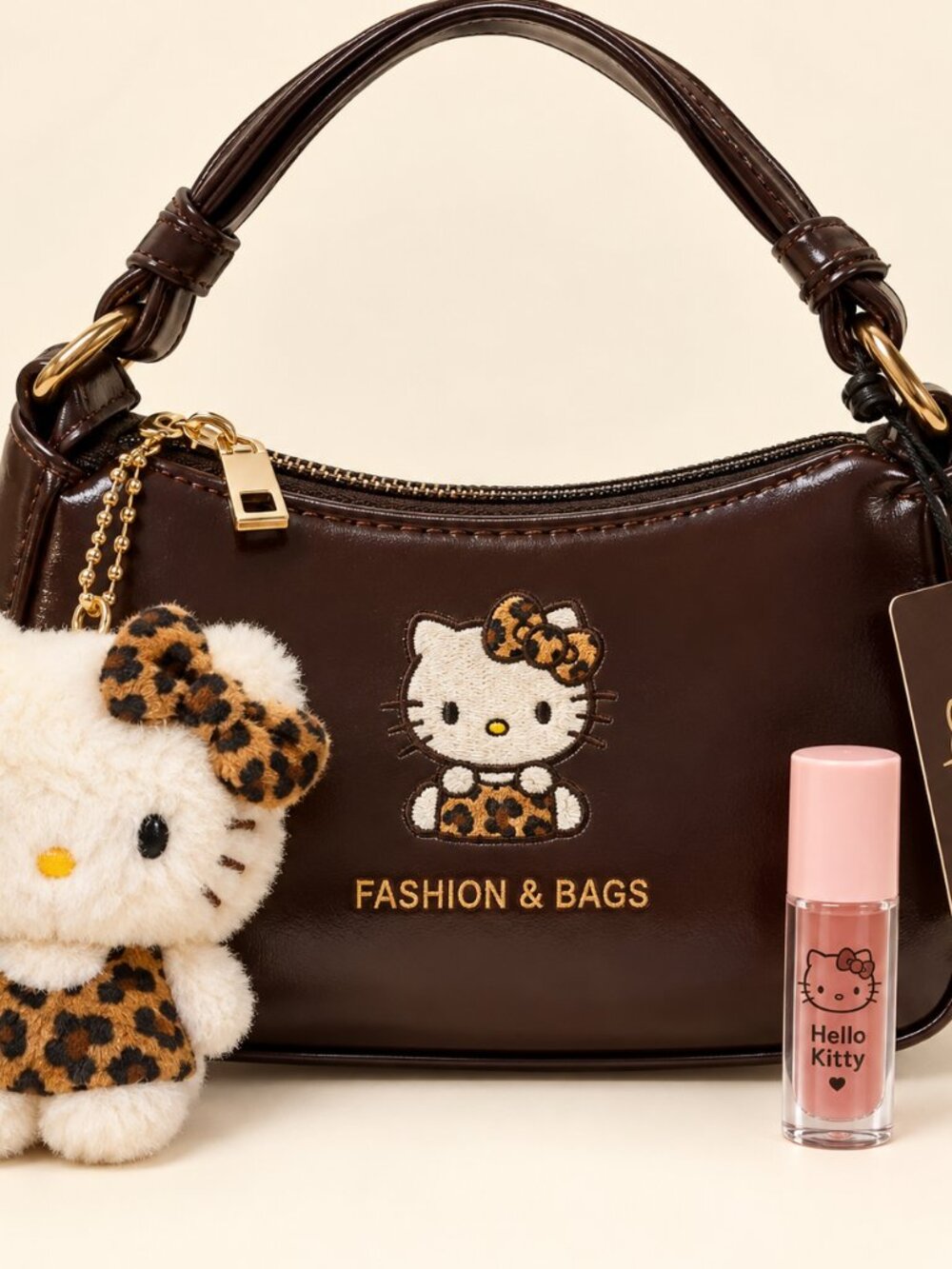 Hello Kitty Leopard Mini Bag + Plush Charm – NWT